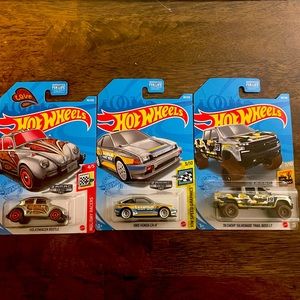 Hot Wheels Zamac VW beetle, Honda Civic, Chevy Silverado
